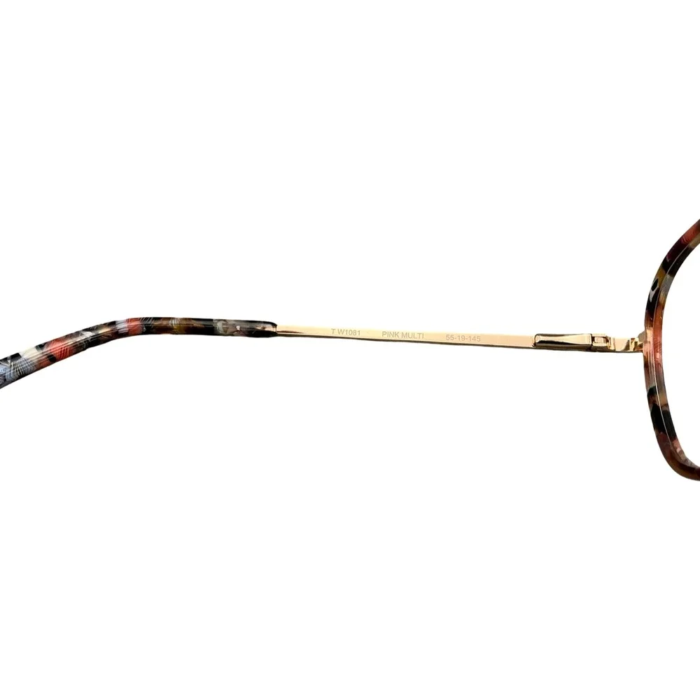 Pink Multi Tortoise Aviator Eyeglasses TW1081 55-19-145 Gold Frame Clear Lens